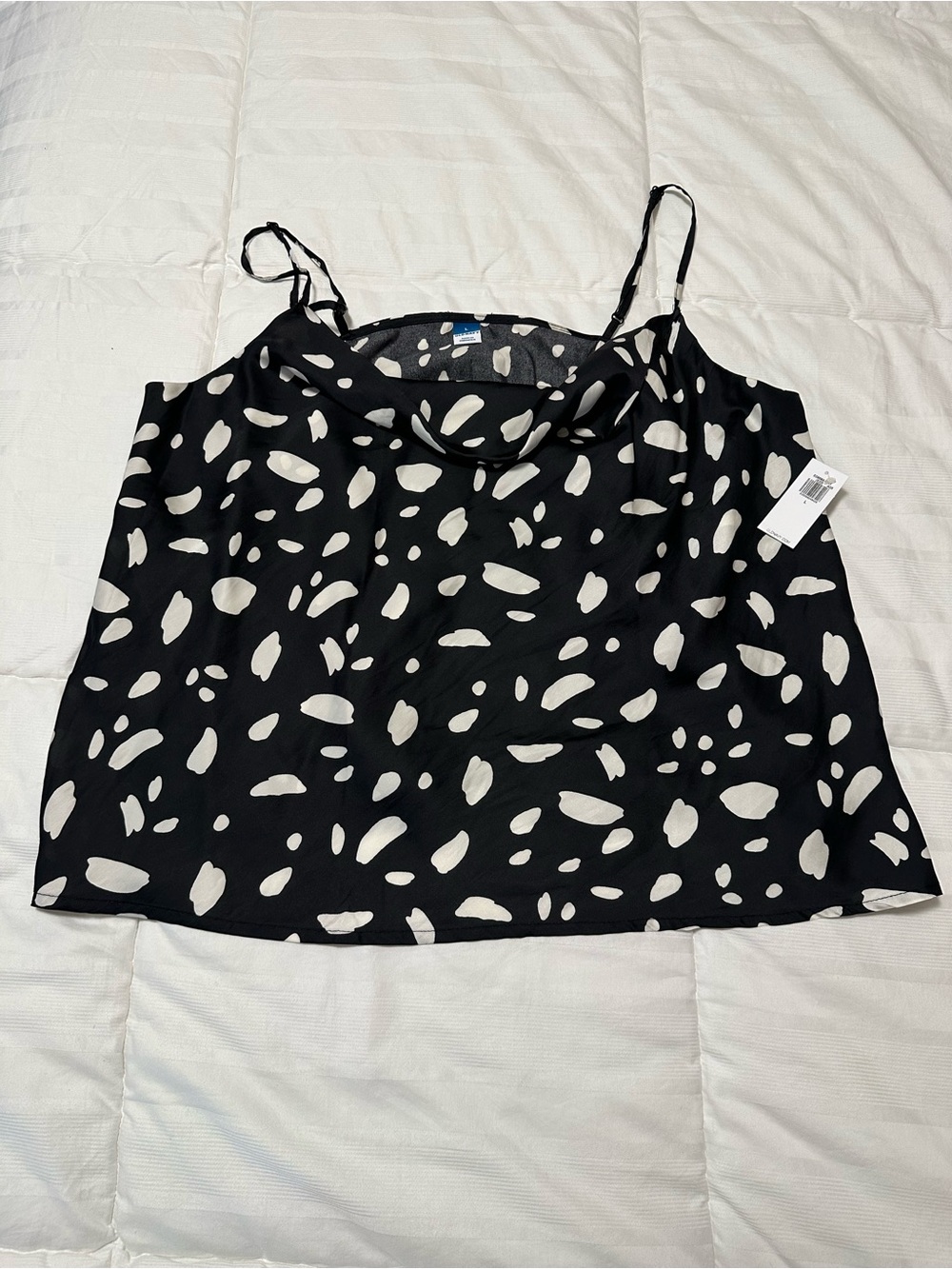Old Navy Black & White Abstract Dot Cowl Neck Camisole